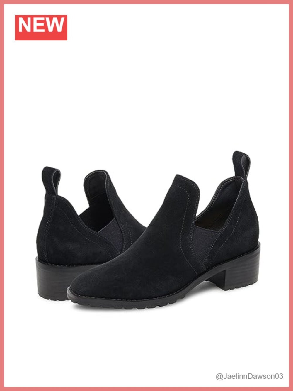 Waterproof Ankle Boots for Women Suede Block Heel Booties Slip-On